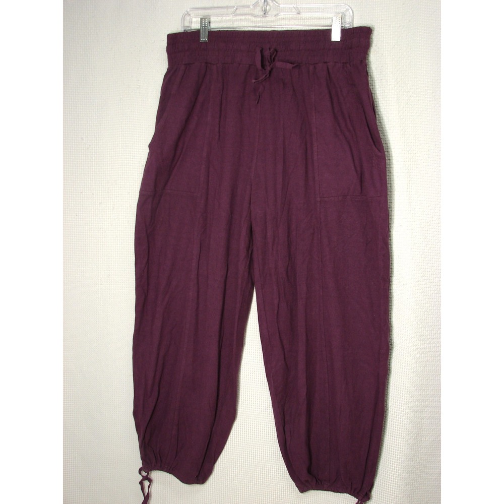 Wrap London Hemp Organic Cotton Balloon Jogger Harem Pants Size US 10 Purple